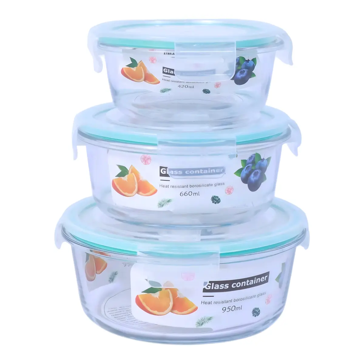 AHI 1-46 Round Glass Refrigerator Set (3 pieces)