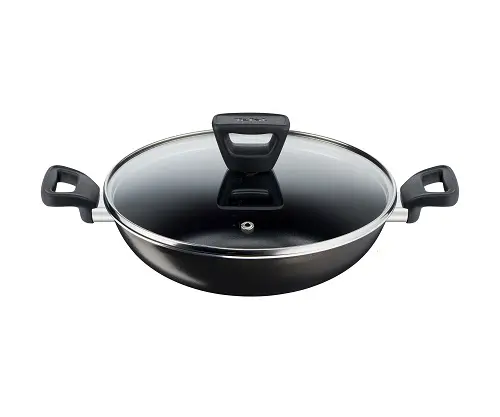 XL deep frying pan with two handles, non-stick (Tefal-style), 28 cm, with glass lid