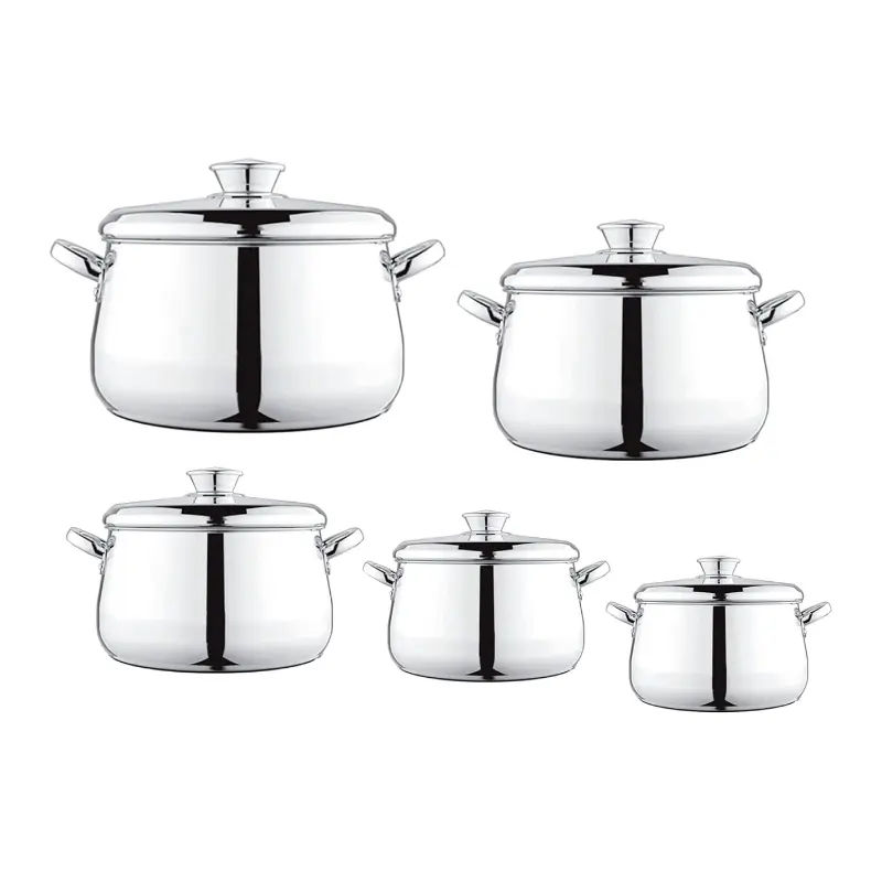 El-Dahhan Domed Pot Set with Stainless Steel Handles (5-piece set, largest size 28)