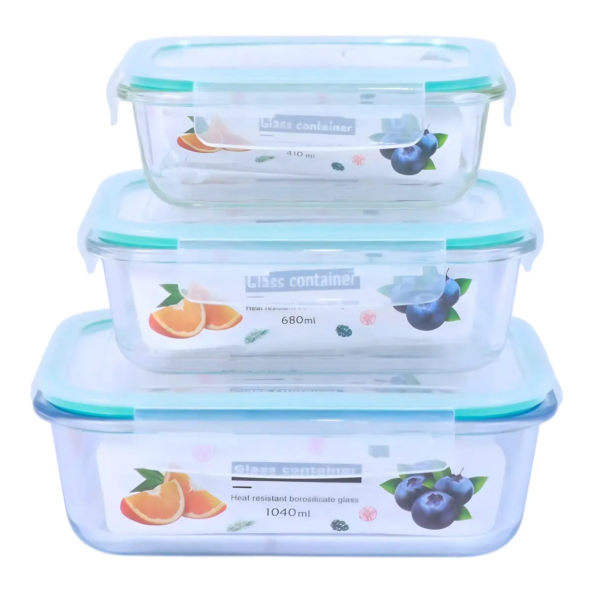 AHI 1-45 Rectangular Glass Refrigerator Set (3 pieces)