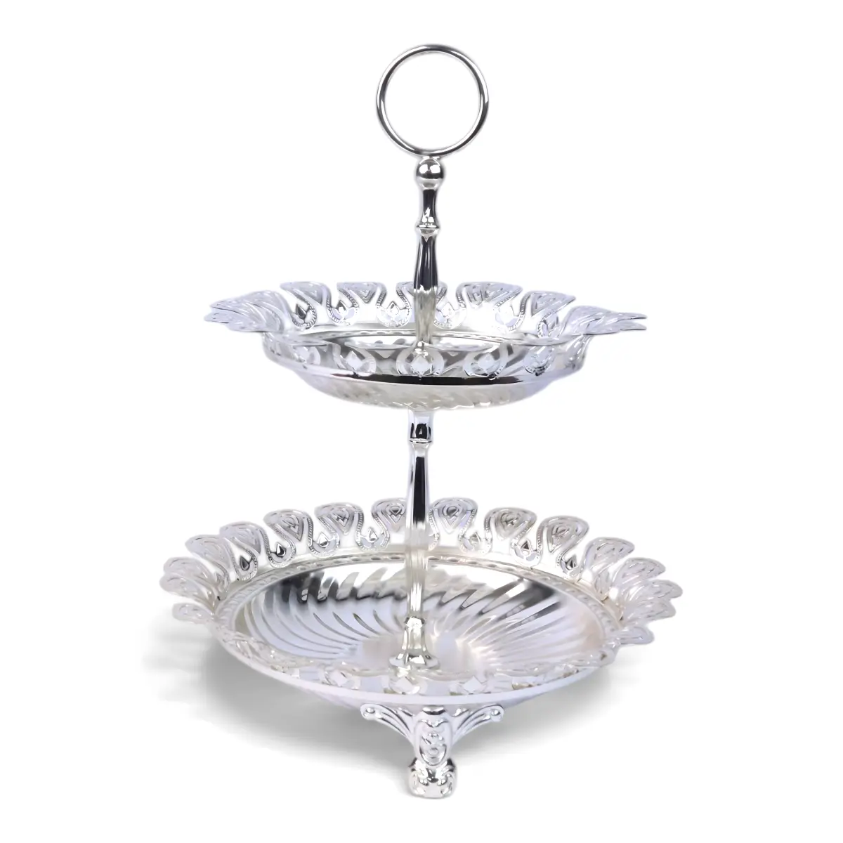 1729 Silver 2-Tier Serving Stand (M343)