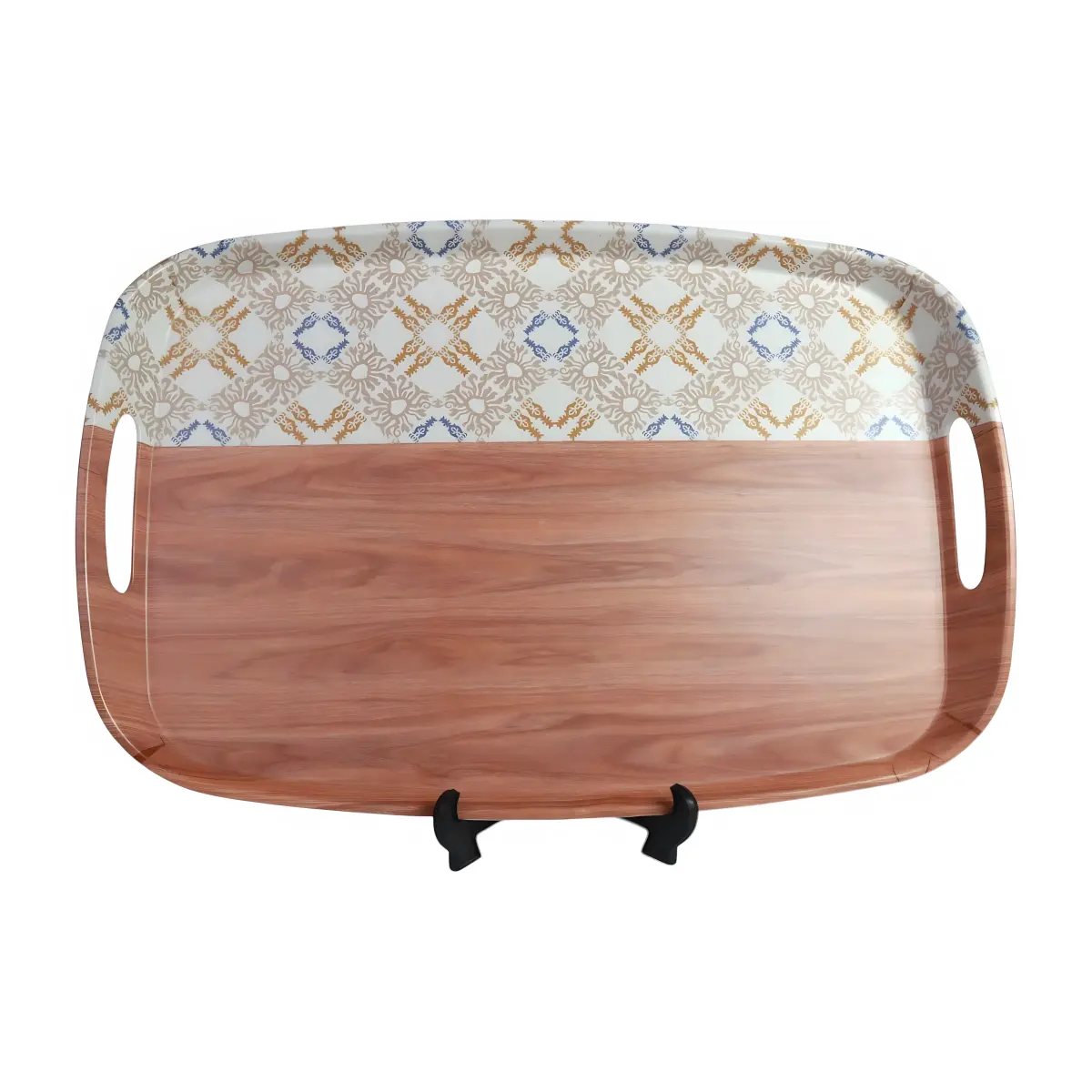 AHI 49-4 Wooden 4-handle melamine tray