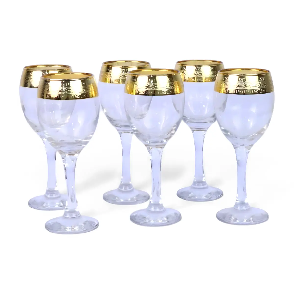 Alexander "Versace-style" Gold-rimmed Juice Glass Set (Set of 6)